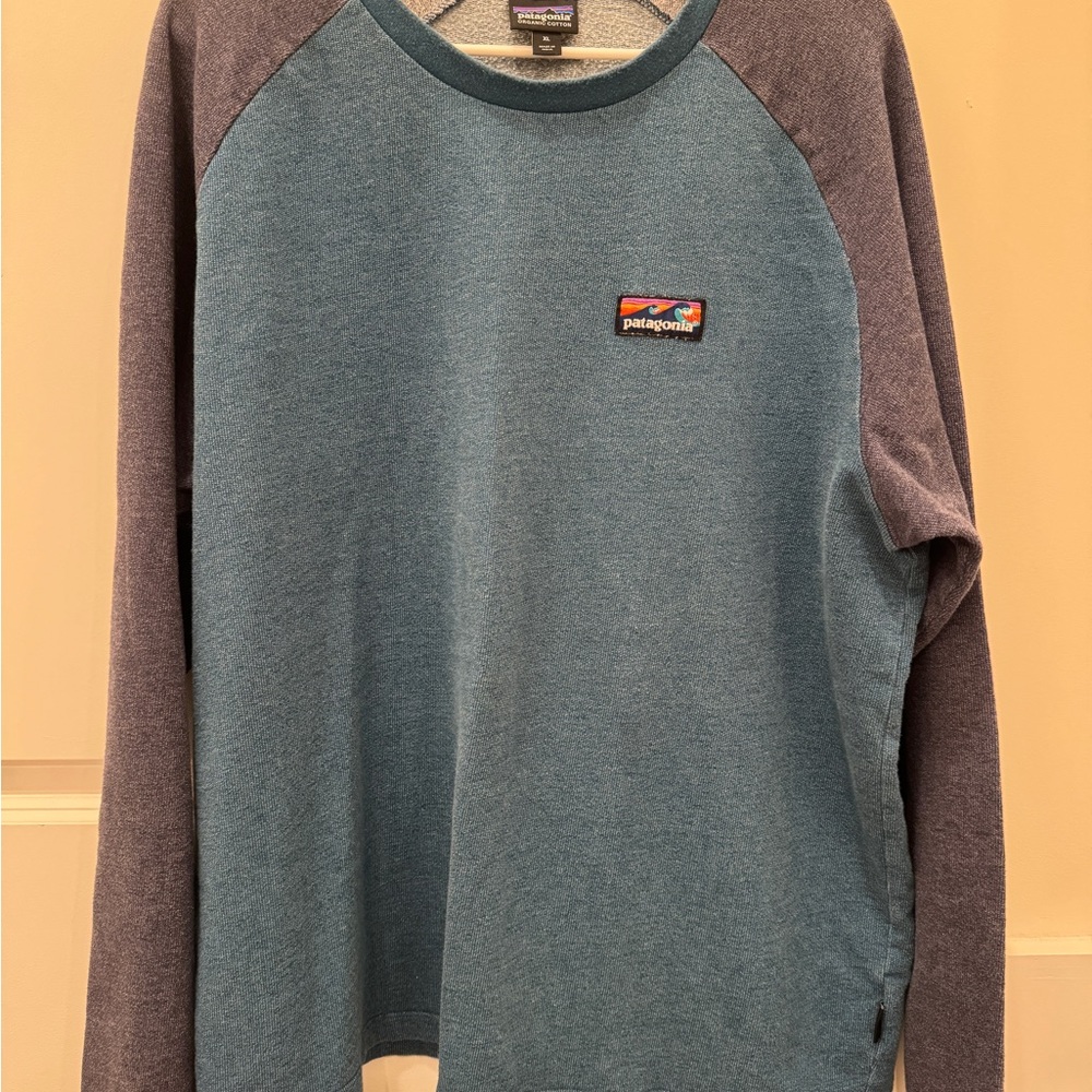 Patagonia Big Sur Blue Board Short Label Lightweight Crew Sweatshirt Men's XL